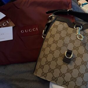 Gucci Brown and Black Shoulder Bag with Iconic Design
